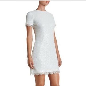 Dress The Population White Sequin Shift Dress Womens XS Bridal Wedding Stretch